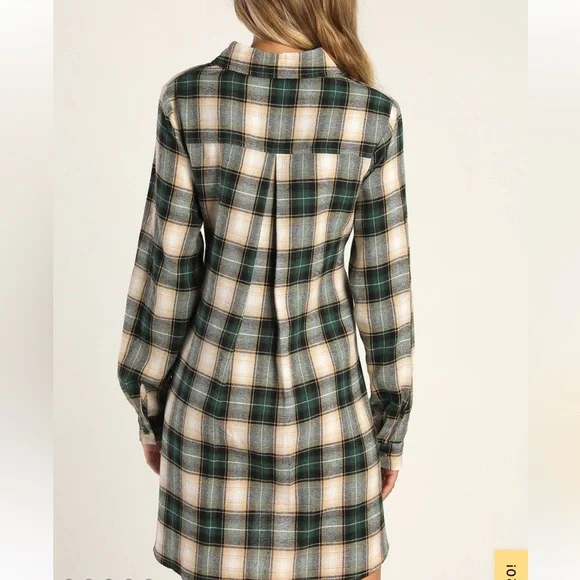 Green Plaid Tie-Front Dress 💚 - Picture 5 of 5